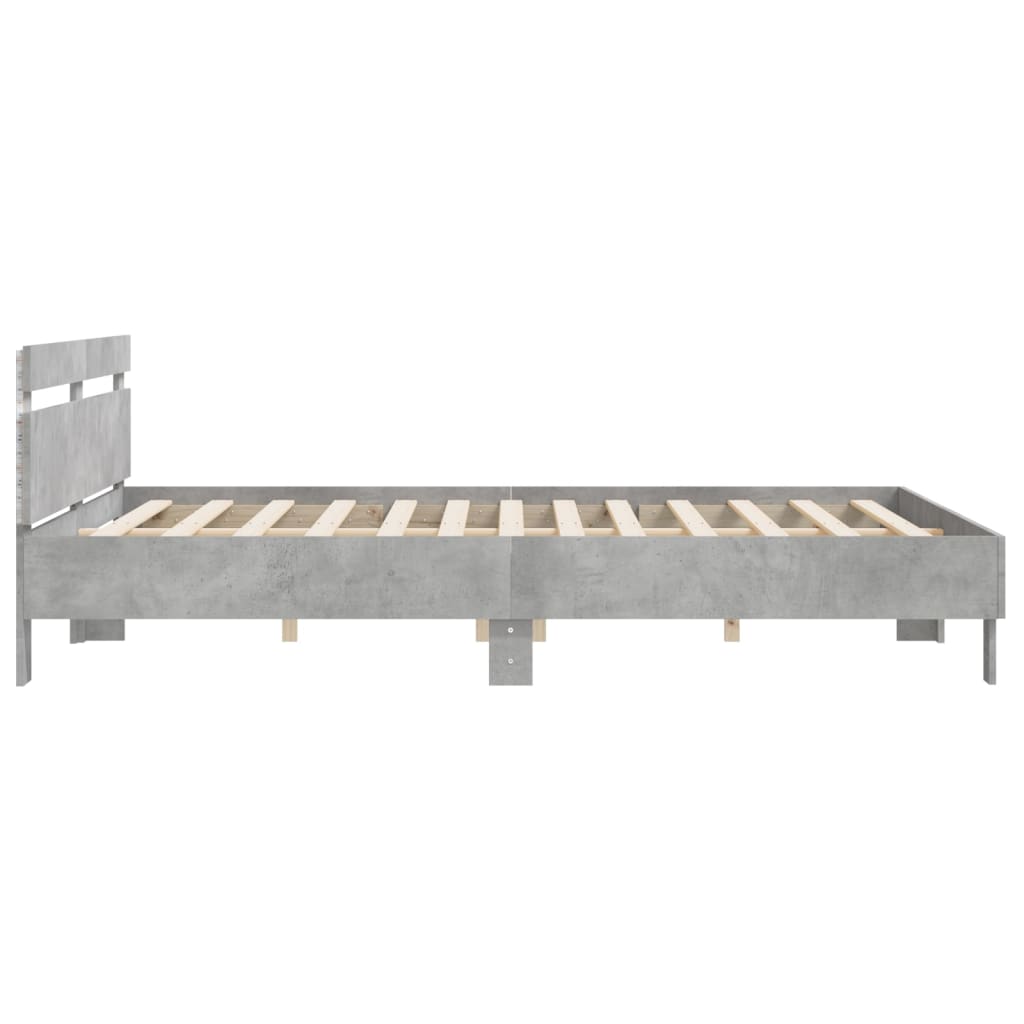 vidaXL Bed Frame with LED without Mattress Concrete Grey 180x200 cm Super King