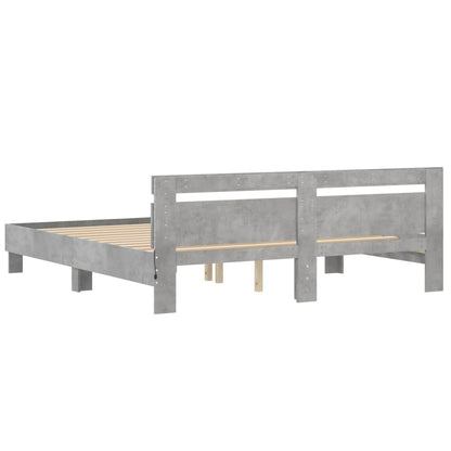 vidaXL Bed Frame with LED without Mattress Concrete Grey 180x200 cm Super King