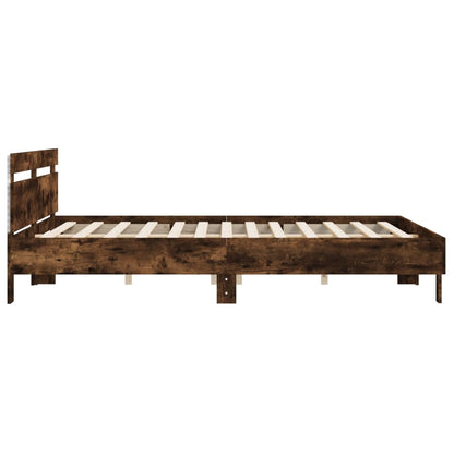 vidaXL Bed Frame with LED without Mattress Smoked Oak 180x200 cm Super King