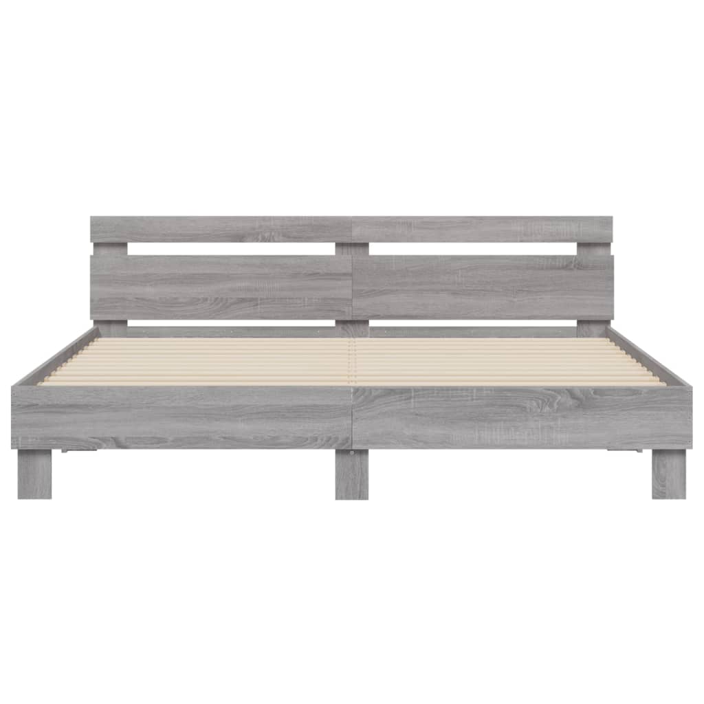 vidaXL Bed Frame with LED without Mattress Grey Sonoma 180x200 cm Super King