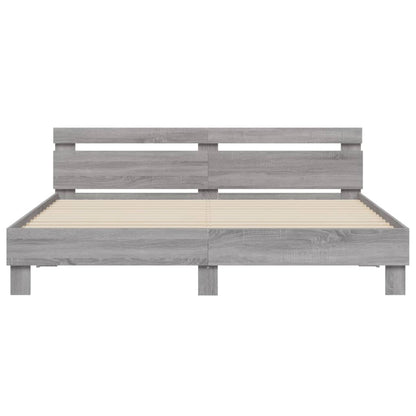 vidaXL Bed Frame with LED without Mattress Grey Sonoma 180x200 cm Super King