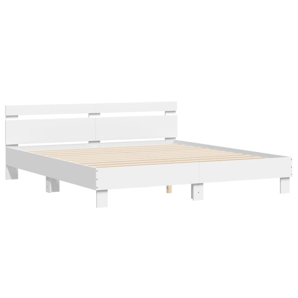 vidaXL Bed Frame with LED without Mattress White 160x200 cm