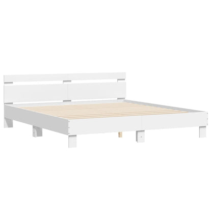 vidaXL Bed Frame with LED without Mattress White 160x200 cm