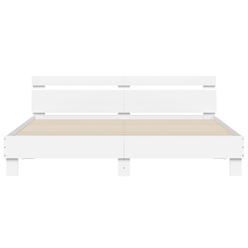 vidaXL Bed Frame with LED without Mattress White 160x200 cm