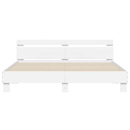 vidaXL Bed Frame with LED without Mattress White 160x200 cm
