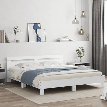 vidaXL Bed Frame with LED without Mattress White 160x200 cm