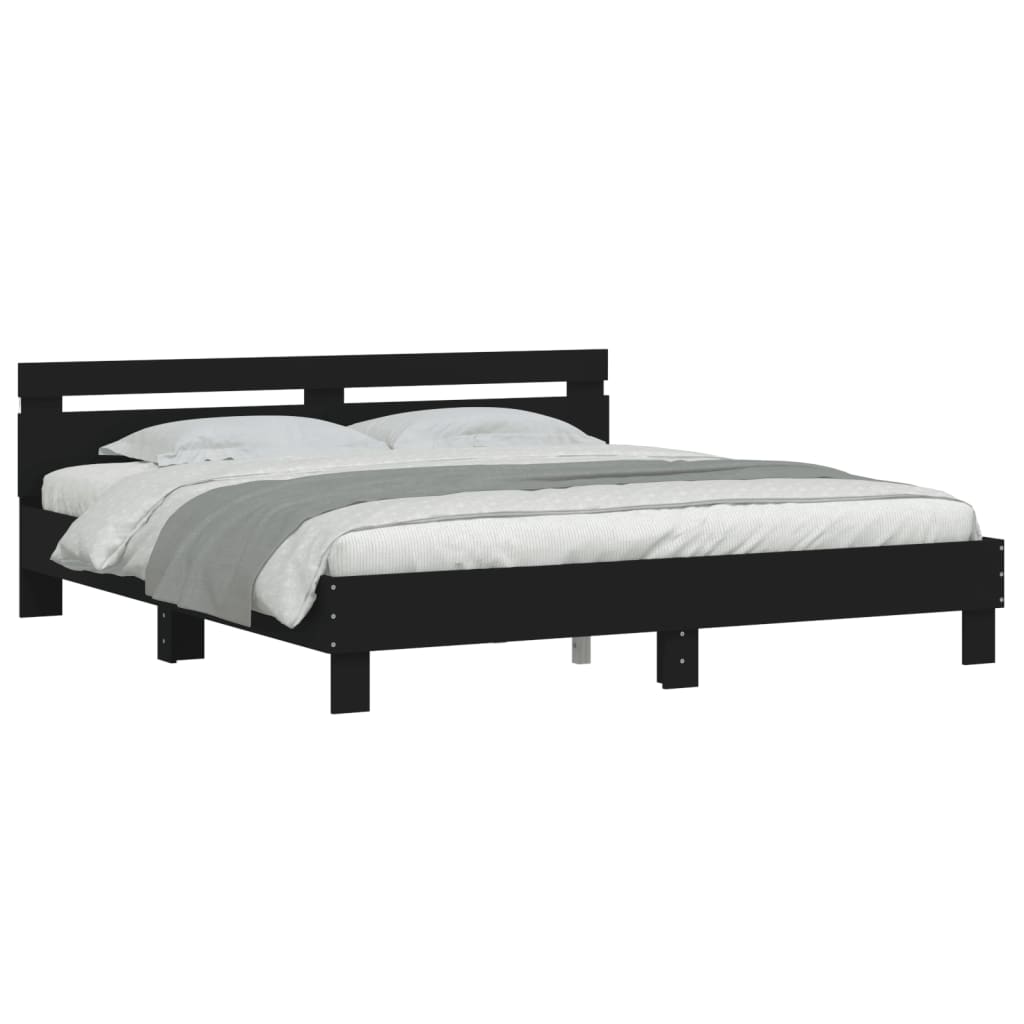 vidaXL Bed Frame with LED without Mattress Black 160x200 cm