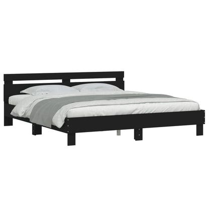 vidaXL Bed Frame with LED without Mattress Black 160x200 cm