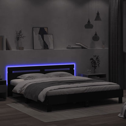 vidaXL Bed Frame with LED without Mattress Black 160x200 cm