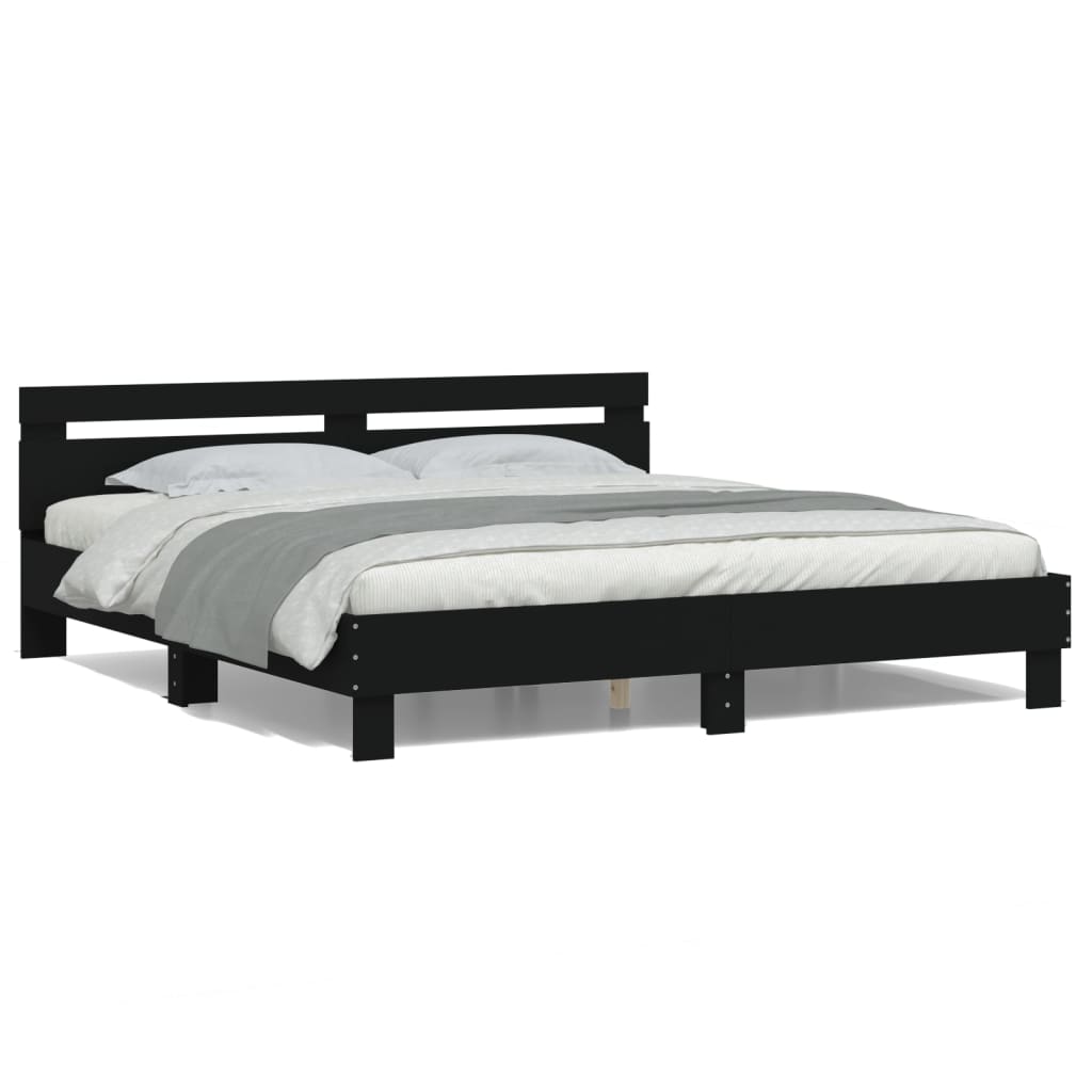 vidaXL Bed Frame | Black | Engineered wood | 160 x 200 cm | Bed Frame