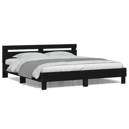 vidaXL Bed Frame | Black | Engineered wood | 160 x 200 cm | Bed Frame