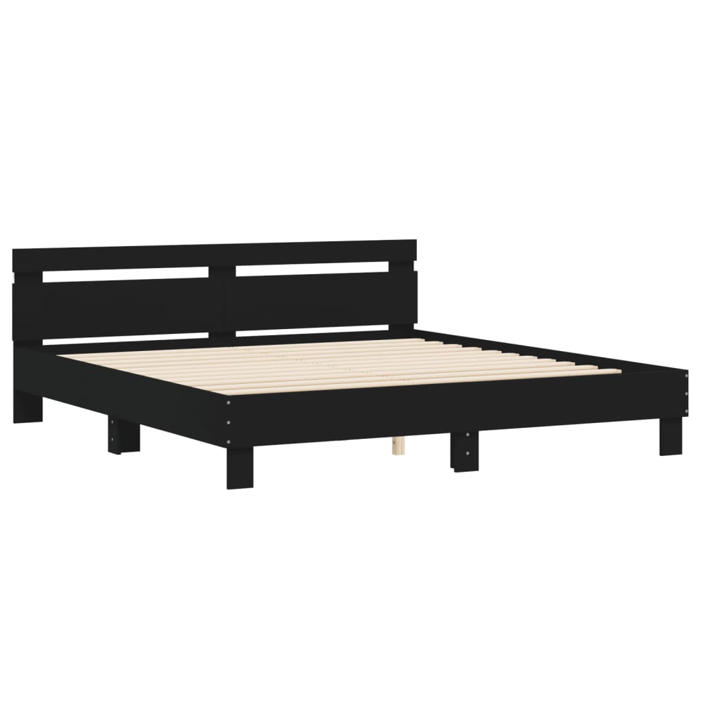 vidaXL Bed Frame with LED without Mattress Black 160x200 cm