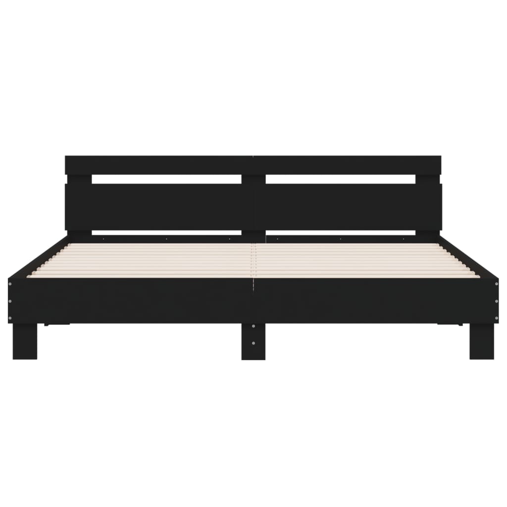 vidaXL Bed Frame | Black | Engineered wood | 160 x 200 cm | Bed Frame