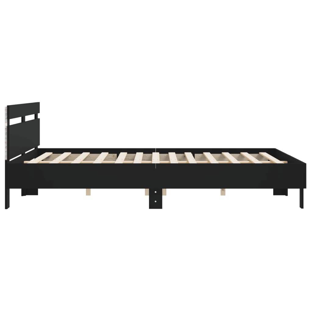 vidaXL Bed Frame with LED without Mattress Black 160x200 cm