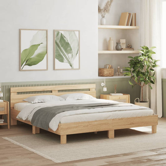 vidaXL Bed Frame | Sonoma oak | Engineered wood | 160x200 cm mattress size