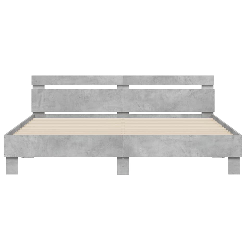 vidaXL Bed Frame with LED without Mattress Concrete Grey 160x200 cm