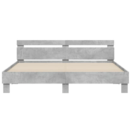 vidaXL Bed Frame with LED without Mattress Concrete Grey 160x200 cm