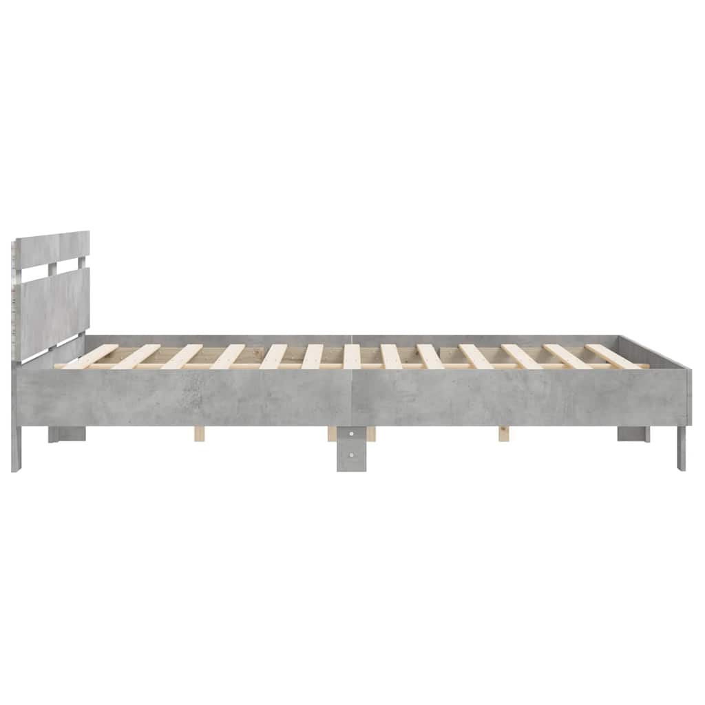 vidaXL Bed Frame with LED without Mattress Concrete Grey 160x200 cm