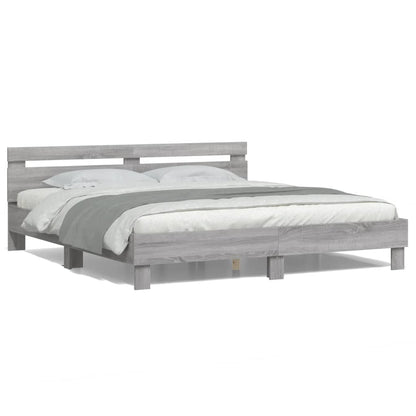 vidaXL Bed Frame | Grey Sonoma | Engineered wood, Plywood | 160x200 cm