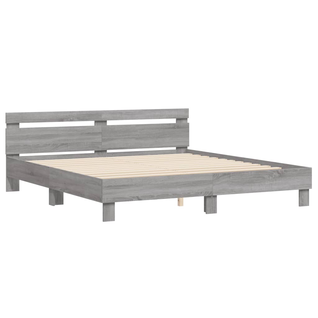 vidaXL Bed Frame | Grey Sonoma | Engineered wood, Plywood | 160x200 cm