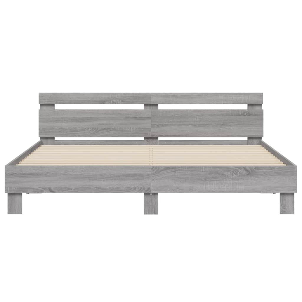 vidaXL Bed Frame with LED without Mattress Grey Sonoma 160x200 cm