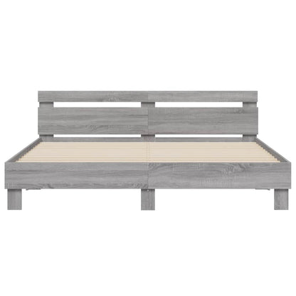 vidaXL Bed Frame with LED without Mattress Grey Sonoma 160x200 cm