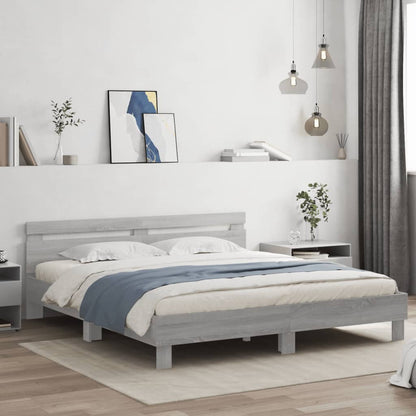 vidaXL Bed Frame | Grey Sonoma | Engineered wood, Plywood | 160x200 cm