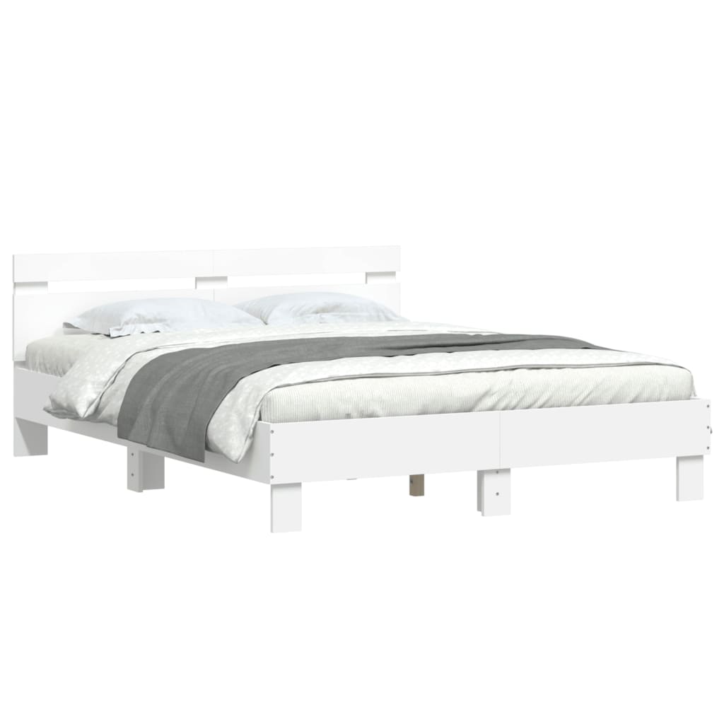 vidaXL Bed Frame with LED without Mattress White 150x200 cm King Size