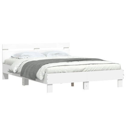 vidaXL Bed Frame with LED without Mattress White 150x200 cm King Size
