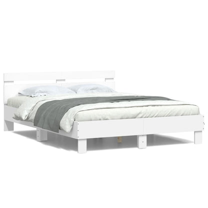 vidaXL Bed Frame | White | Engineered wood | Double 150x200 cm | Bed Frame