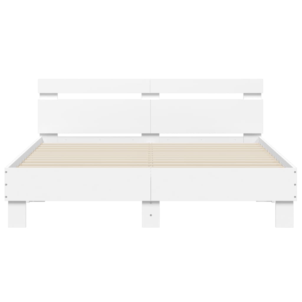 vidaXL Bed Frame with LED without Mattress White 150x200 cm King Size