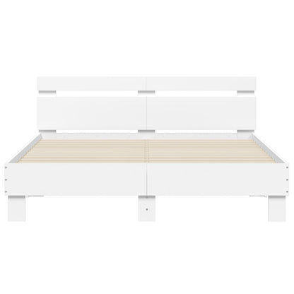vidaXL Bed Frame with LED without Mattress White 150x200 cm King Size