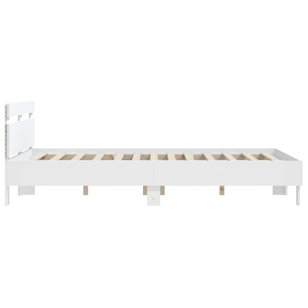 vidaXL Bed Frame with LED without Mattress White 150x200 cm King Size