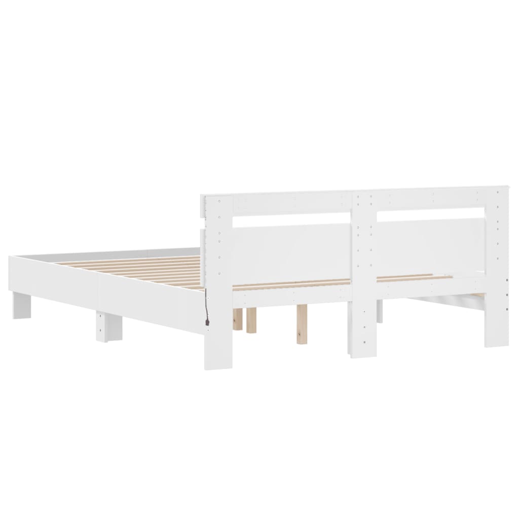 vidaXL Bed Frame | White | Engineered wood | Double 150x200 cm | Bed Frame
