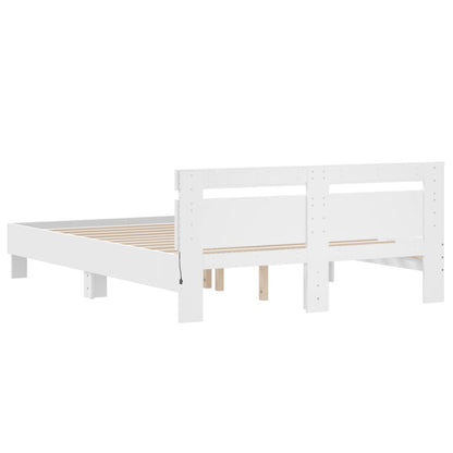 vidaXL Bed Frame with LED without Mattress White 150x200 cm King Size