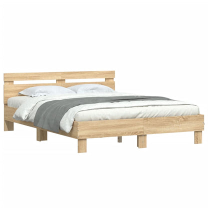 vidaXL Bed Frame with LED without Mattress Sonoma Oak 150x200 cm
