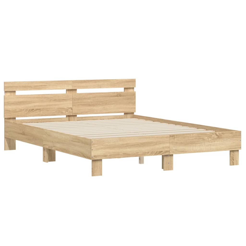 vidaXL Bed Frame with LED without Mattress Sonoma Oak 150x200 cm