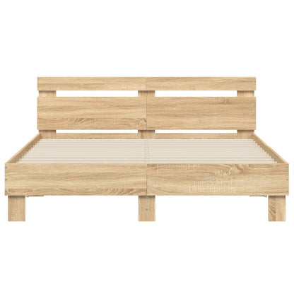 vidaXL Bed Frame with LED without Mattress Sonoma Oak 150x200 cm