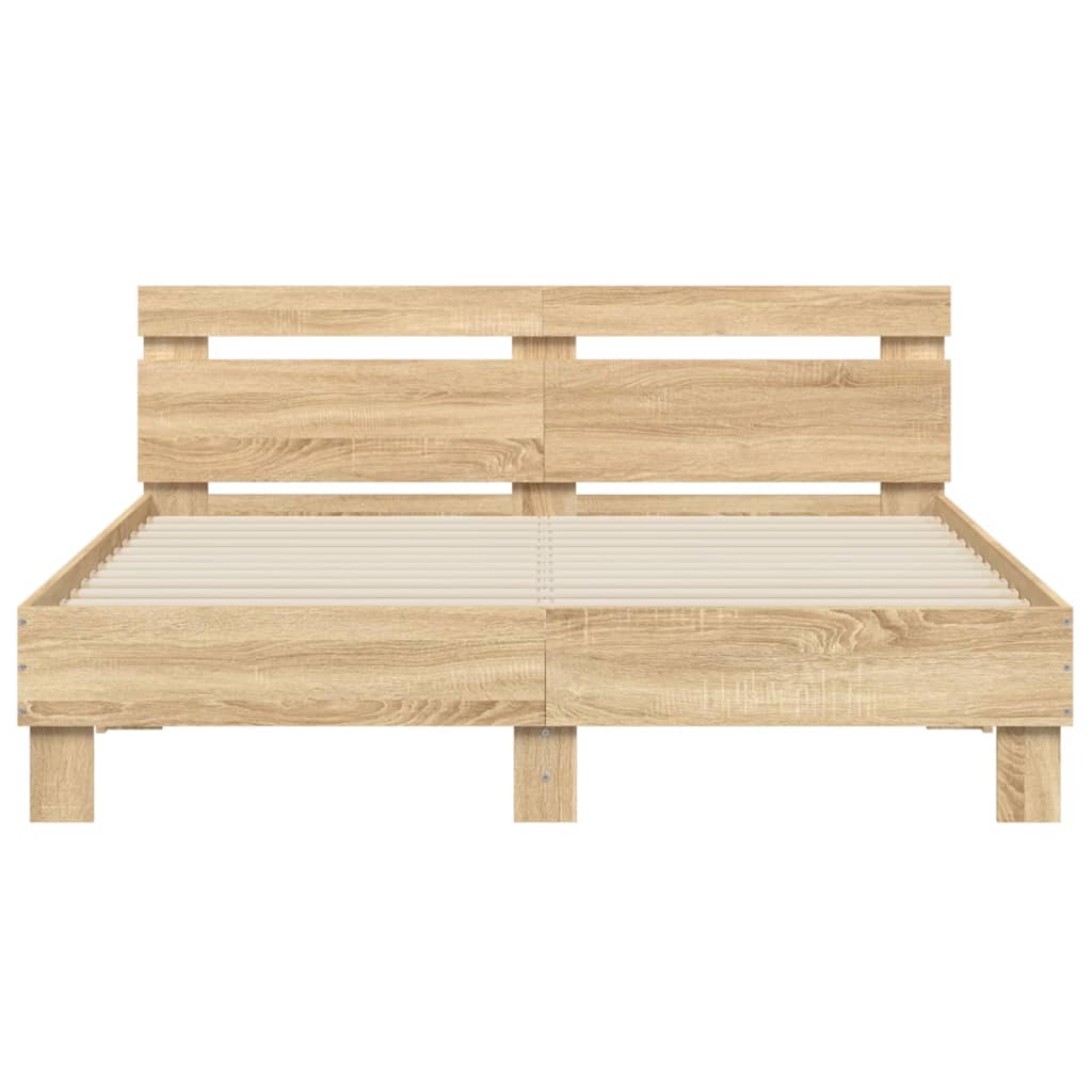 vidaXL Bed Frame with LED without Mattress Sonoma Oak 150x200 cm King Size