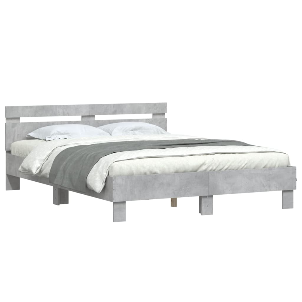 vidaXL Bed Frame | Concrete Grey | Engineered Wood and Plywood | King Size