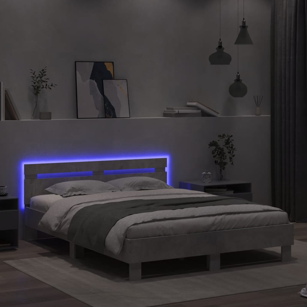 vidaXL Bed Frame | Concrete Grey | Engineered Wood and Plywood | King Size