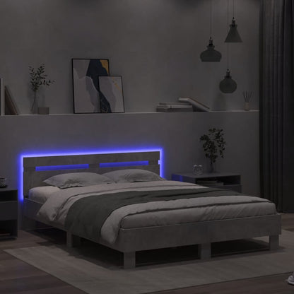 vidaXL Bed Frame | Concrete Grey | Engineered Wood and Plywood | King Size