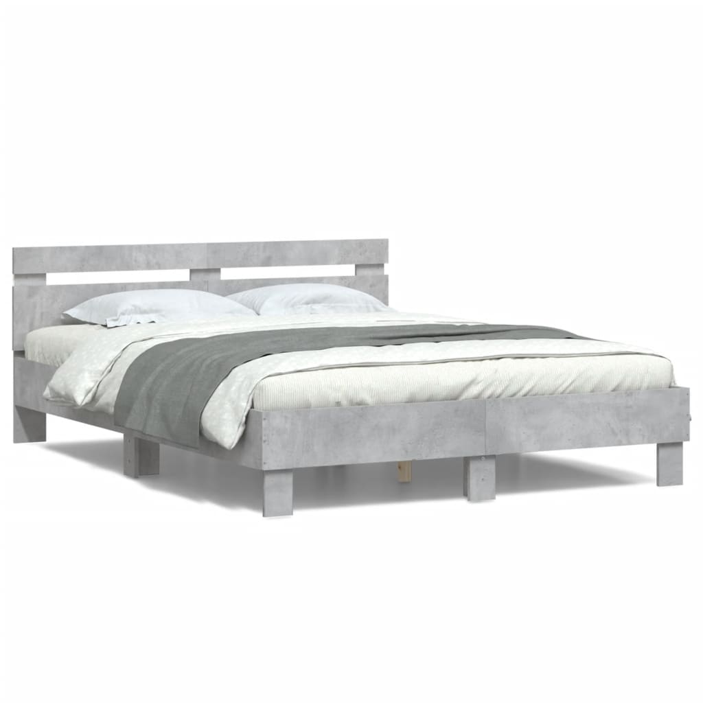 vidaXL Bed Frame | Concrete Grey | Engineered Wood and Plywood | King Size