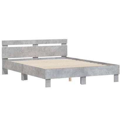 vidaXL Bed Frame with LED without Mattress Concrete Grey 150x200 cm King Size