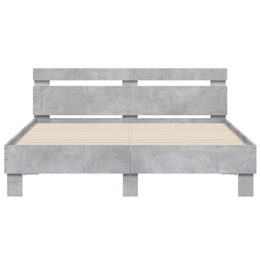vidaXL Bed Frame with LED without Mattress Concrete Grey 150x200 cm King Size