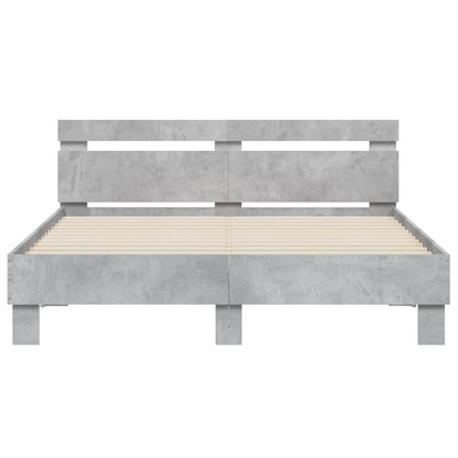 vidaXL Bed Frame with LED without Mattress Concrete Grey 150x200 cm King Size
