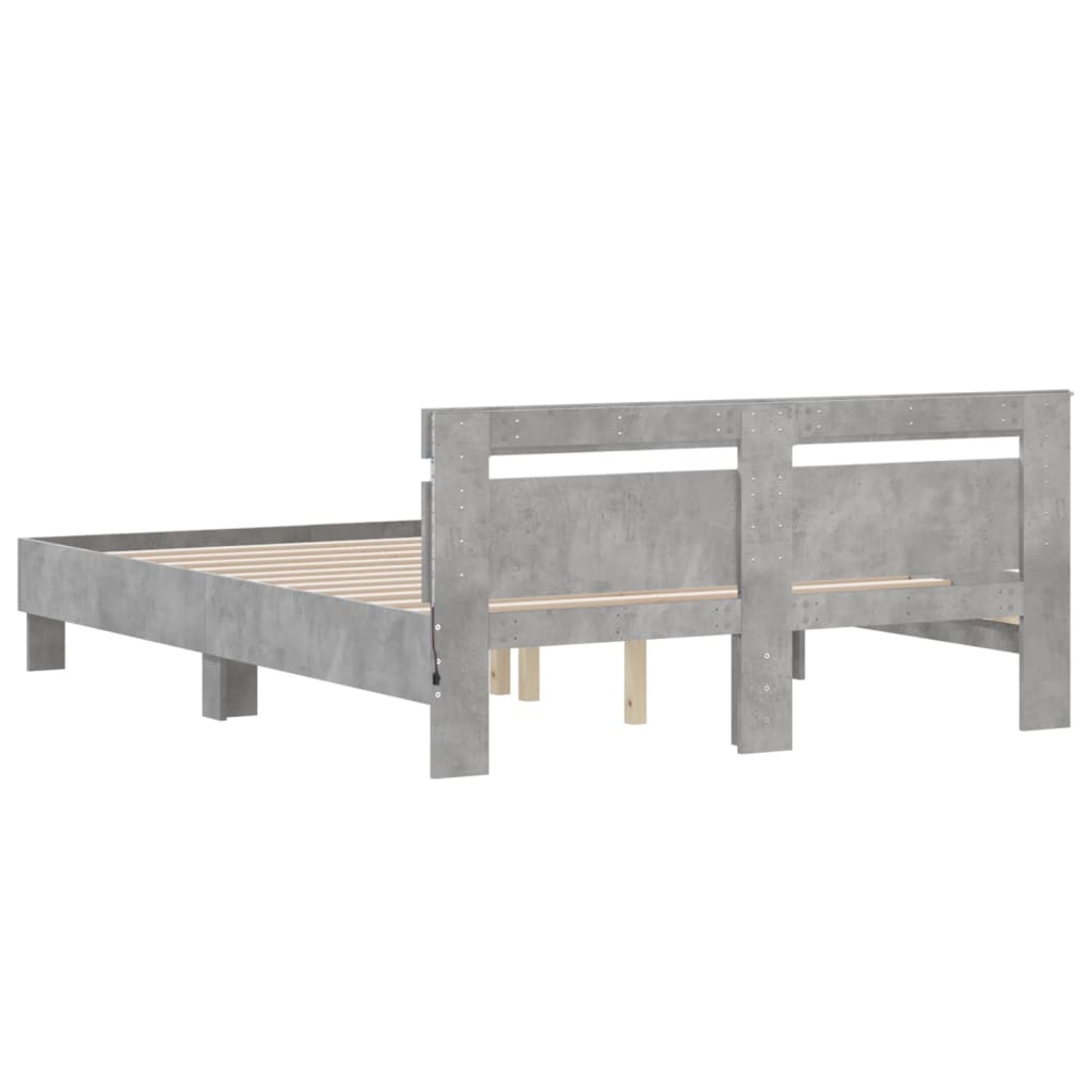vidaXL Bed Frame | Concrete Grey | Engineered Wood and Plywood | King Size