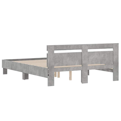 vidaXL Bed Frame with LED without Mattress Concrete Grey 150x200 cm King Size