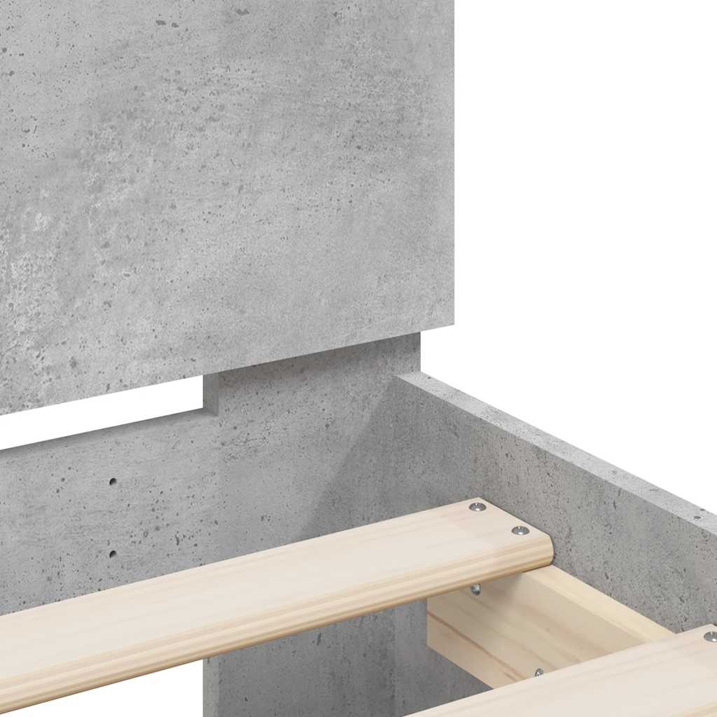 vidaXL Bed Frame with LED without Mattress Concrete Grey 150x200 cm King Size