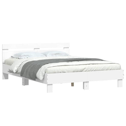 vidaXL Bed Frame with LED without Mattress White 140x200 cm